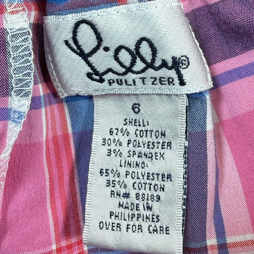 LILLY PULITZER Girls’ Y2K-Inspired‎ Pink Plaid Mini Skort Bow Tennis Prep Size 6